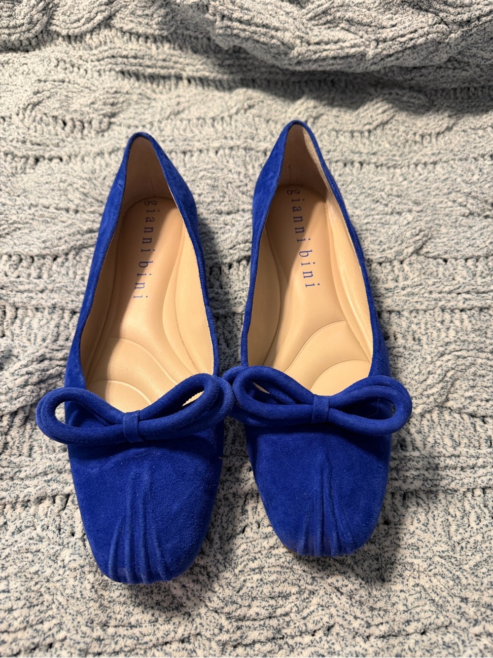 Gianni Bini Cobalt Blue Suede Bow Flats